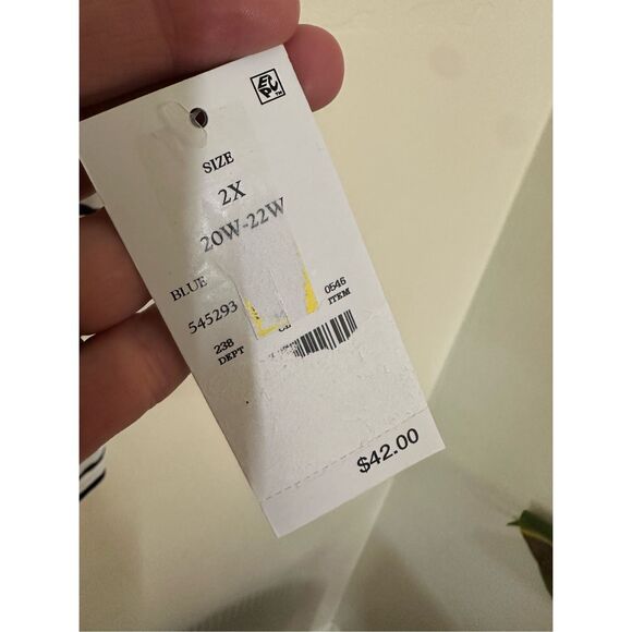 Lands End Elbow Length Blue and White Stripe Rash Guard Size 2X - Picture 4 of 5